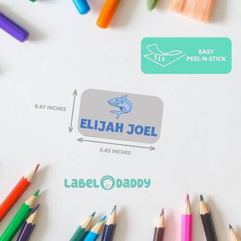 Label Daddy, Personalized Stickers Labels for Boys, Water Proof Labels for School, Suitable Tag Kids Items for Camping Trips and More, Extra Small Labels, Bear Design, 75 Ct in Saudi Arabia