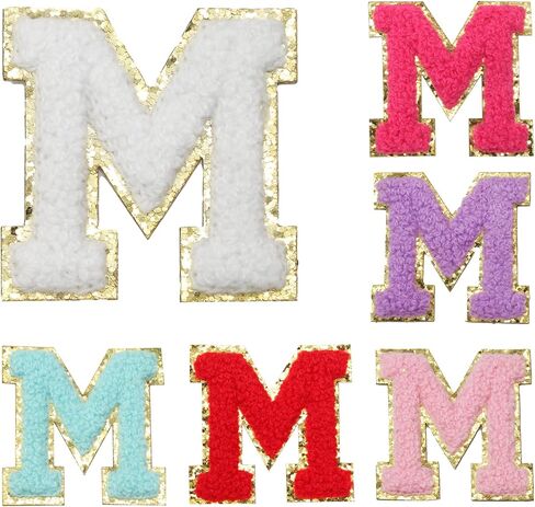 6 PCS CHENILLE LETTER STATES ، ملصقات رسائل لاصقة ذاتية لاصق بقع بريق للملابس والأكياس والنسيج (م ، ألوان مختلطة) in Kuwait