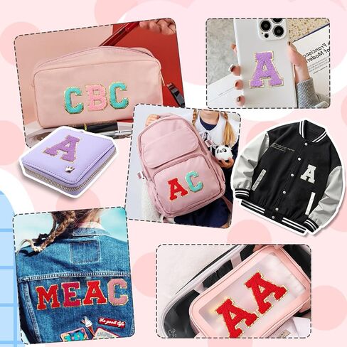 6 PCS CHENILLE LETTER STATES ، ملصقات رسائل لاصقة ذاتية لاصق بقع بريق للملابس والأكياس والنسيج (م ، ألوان مختلطة) in Kuwait