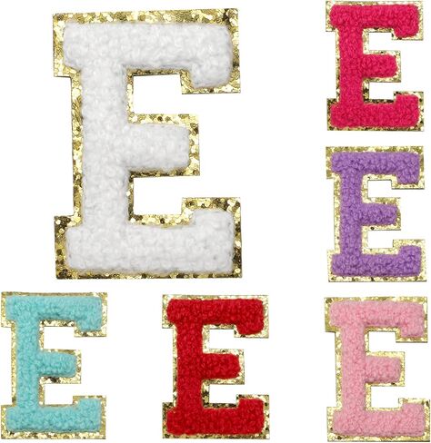 6 PCS CHENILLE LETTER STATES ، ملصقات رسائل لاصقة ذاتية لاصق بقع بريق للملابس والأكياس والنسيج (م ، ألوان مختلطة) in Kuwait