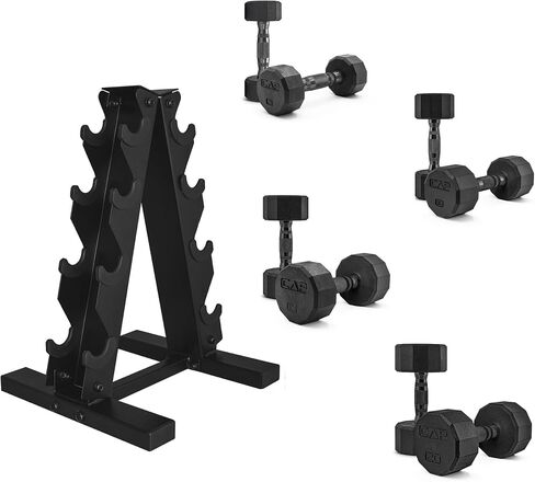 CAP Barbell 100 LB Coated Hex Dumbbell Weight Set with Vertical Rack in Saudi Arabia