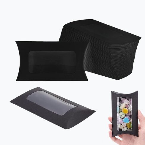 40 PCS PADIW HIP HOUPS مع Windows ، صندوق التعبئة والتغليف من Kraft Paper Mini Paly ، صناديق علاج إبداعية قابلة للطي مع نافذة واضحة لمجوهرات Chocolate Display Party حفل زفاف. in Saudi Arabia