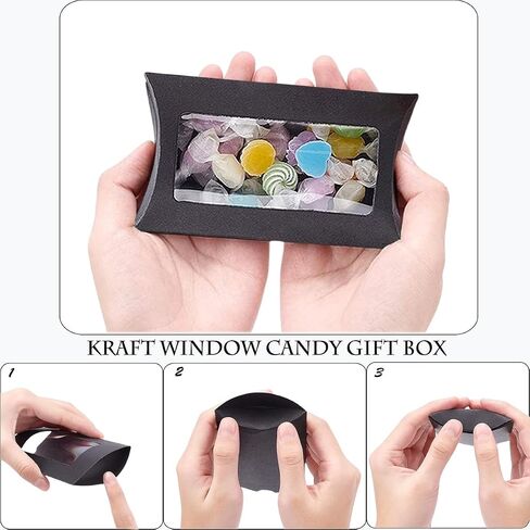 40 PCS PADIW HIP HOUPS مع Windows ، صندوق التعبئة والتغليف من Kraft Paper Mini Paly ، صناديق علاج إبداعية قابلة للطي مع نافذة واضحة لمجوهرات Chocolate Display Party حفل زفاف. in Saudi Arabia