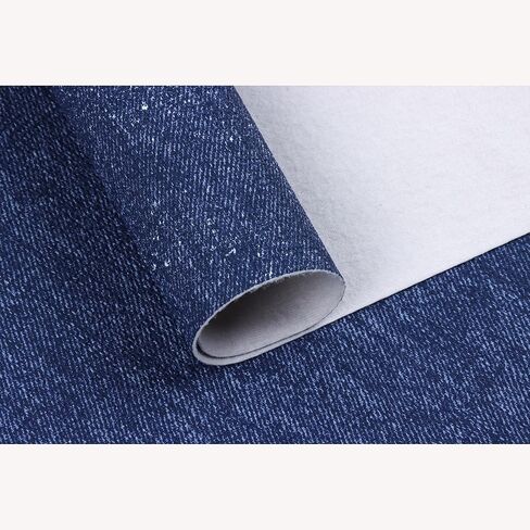 Jeans Fabric Texture Faux Leahter Sheets Solid Leather Fabric Sheets 12" x 53" (30cm x 135cm) Inch Large Size for Pad Cellphone Case Leather Earrings Bows Wallets DIY Projects (Classic Blue) in Kuwait