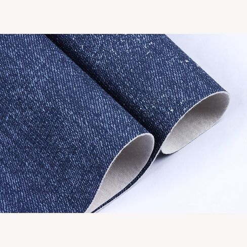 Jeans Fabric Texture Faux Leahter Sheets Solid Leather Fabric Sheets 12" x 53" (30cm x 135cm) Inch Large Size for Pad Cellphone Case Leather Earrings Bows Wallets DIY Projects (Classic Blue) in Kuwait
