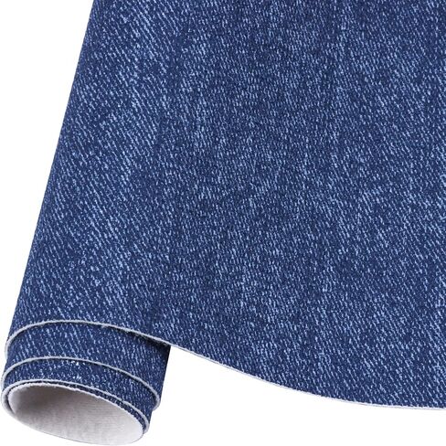 Jeans Fabric Texture Faux Leahter Sheets Solid Leather Fabric Sheets 12" x 53" (30cm x 135cm) Inch Large Size for Pad Cellphone Case Leather Earrings Bows Wallets DIY Projects (Classic Blue) in Kuwait