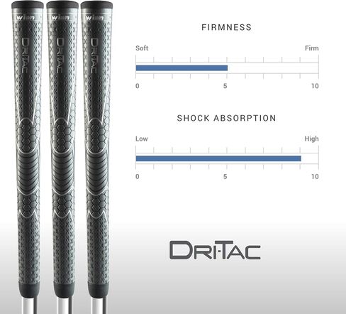 WINN DRI-TAC OVERSIZE Golf Grip, Non-Slip & Cushioned, Ultimate Comfort & Moisture-Wicking, Tackiness and Shock Absorption, Maximum Shock Absorption for Hand Fatigue Sufferers, AVS Tech, Lighter Grip Pressure, All-Weather Playability, Premium Polymer in Kuwait