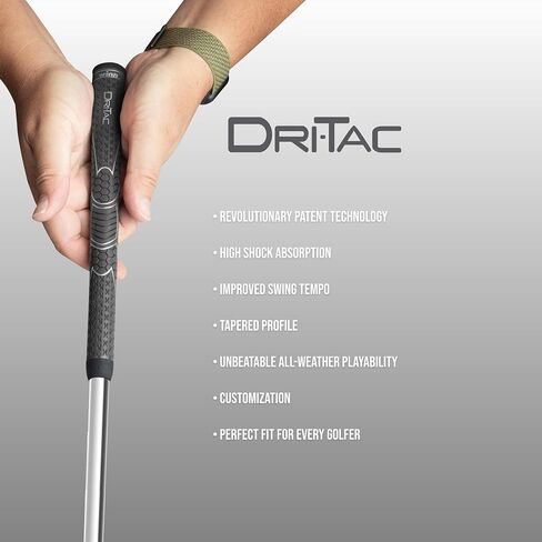 WINN DRI-TAC OVERSIZE Golf Grip, Non-Slip & Cushioned, Ultimate Comfort & Moisture-Wicking, Tackiness and Shock Absorption, Maximum Shock Absorption for Hand Fatigue Sufferers, AVS Tech, Lighter Grip Pressure, All-Weather Playability, Premium Polymer in Kuwait
