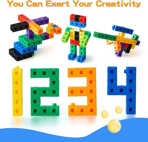مجموعة من 200 طفل يربطون مكعبات للرياضيات ، STEM Connecting Cubes Math Manipulatives Kids Counting Colls لمستلزمات التعلم في الفصول الدراسية لأطفال ما قبل المدرسة والابتدائية in Kuwait