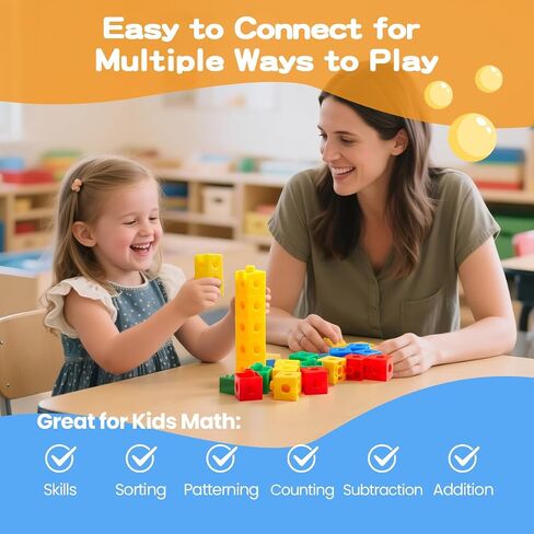 مجموعة من 200 طفل يربطون مكعبات للرياضيات ، STEM Connecting Cubes Math Manipulatives Kids Counting Colls لمستلزمات التعلم في الفصول الدراسية لأطفال ما قبل المدرسة والابتدائية in Kuwait