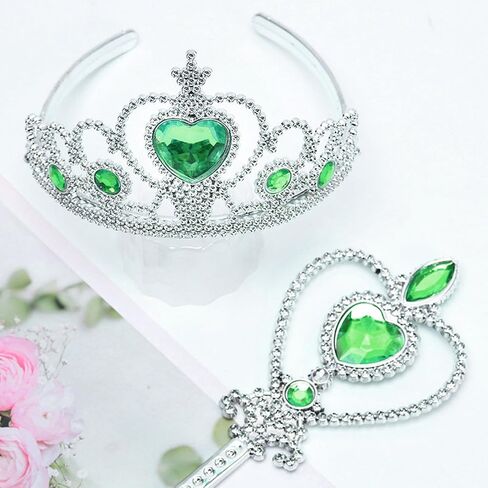 4Pcs Princess Dress Up Accessories, Anna Elsa Dress Up Party Accessories Set for Princess Costume Elsa Tiara Crown Wand Gloves Earring, Gift for Kids Girls Christmas Party Halloween Cosplay in Saudi Arabia