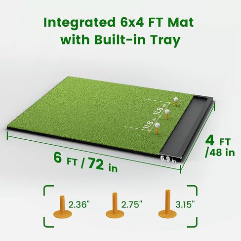 5x4ft Golf Hitting Mat with Integrated Ball Tray, High-Density Artificial Turf for Indoor & Outdoor Golf Training Mats in Saudi Arabia