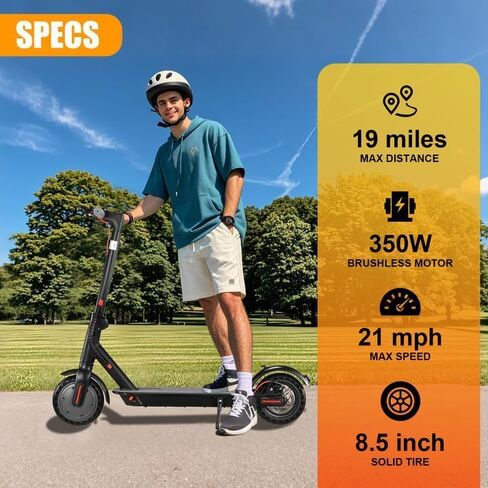 Electric Scooter Adults, Foldable 8.5" Tires E Scooter for Adults, 19 Mph, 350W Motor Fast Cooter, Kick Scooters Max 21 Miles Long Range for Commuting, Heavy Duty E-Scooter with Dual Braking System in Saudi Arabia