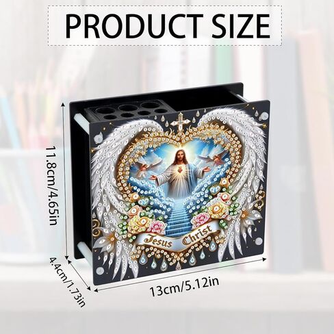 DIY 5D Diamond Painting Pen Holder – Jesus Religious Crystal Rhinestones Diamond Art Holder, Perfect for Storing Pens, Pencils, and Rulers in Saudi Arabia