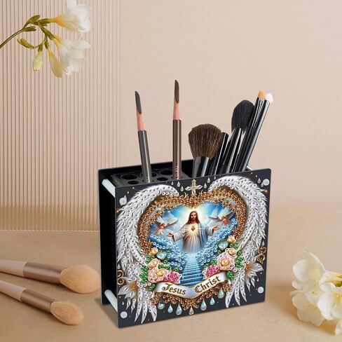 DIY 5D Diamond Painting Pen Holder – Jesus Religious Crystal Rhinestones Diamond Art Holder, Perfect for Storing Pens, Pencils, and Rulers in Saudi Arabia