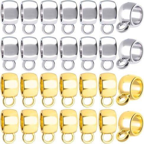 Pagow 100 PCS يربط حبات الكفالة ، موصل قلادة Hypoallergenic ، حامل سحر الأنبوب ، حبات الفاصل DIY لصنع المجوهرات ، سوار ، قرط (الذهب ، فضية) in Kuwait