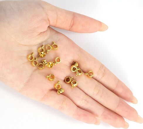 Pagow 100 PCS يربط حبات الكفالة ، موصل قلادة Hypoallergenic ، حامل سحر الأنبوب ، حبات الفاصل DIY لصنع المجوهرات ، سوار ، قرط (الذهب ، فضية) in Kuwait