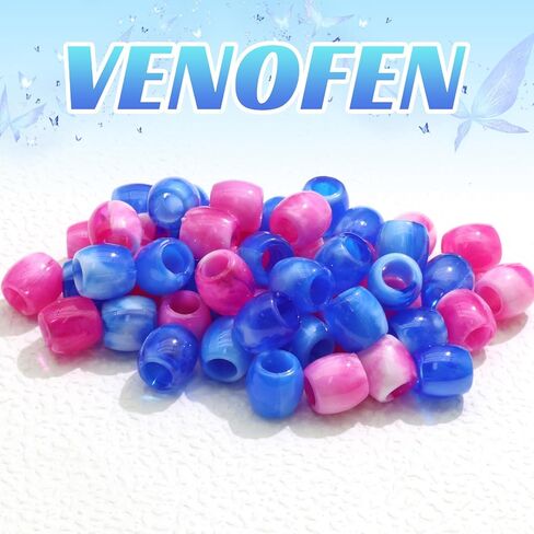 48PCS Hair Beads for Braids Pink Purple Dreadlock Bead Loc Jewelry Accessories Mixed Color Acrylic Pony Bead Hair Decorations Accessories for Women in Kuwait