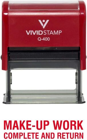 Make-Up Work Complete and Return Teacher Self Inking Rubber Stamp (Red Ink) - X-Large in Saudi Arabia