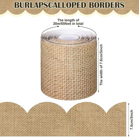 Zonon 65.6 قدم Bast Scalloped Bulletin Board Borders Rolded Scalloped Slofed Trim Decorts for Back to School Classroom Farmhouse Home Home Home in Saudi Arabia