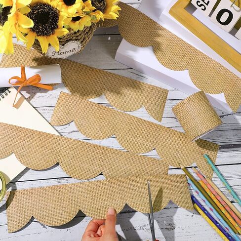 Zonon 65.6 قدم Bast Scalloped Bulletin Board Borders Rolded Scalloped Slofed Trim Decorts for Back to School Classroom Farmhouse Home Home Home in Saudi Arabia