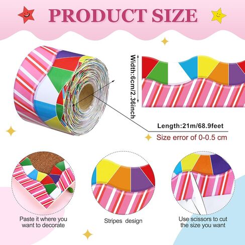 69 Feet Candy Scalloped Bulletin Board Border for Classroom Dimensional Look Border for Bulletin Board Classroom Chalkboard Wall Decor Back to School Party Decoration in Saudi Arabia