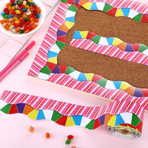69 Feet Candy Scalloped Bulletin Board Border for Classroom Dimensional Look Border for Bulletin Board Classroom Chalkboard Wall Decor Back to School Party Decoration in Saudi Arabia