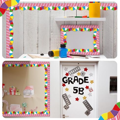 69 Feet Candy Scalloped Bulletin Board Border for Classroom Dimensional Look Border for Bulletin Board Classroom Chalkboard Wall Decor Back to School Party Decoration in Saudi Arabia