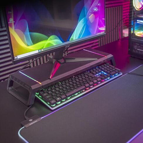 MGS-ONE Black, Chroma RGB Monitor Stand, Adjustable Size, Smartphone and Tablet Stand, Front USB 2.0 in Kuwait