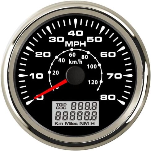 ELING ATV Car Boat GPS Speedometer Velometer 0-35MPH 0-55KM/H Odometer Gauge Kit with ODO Course Tripmeter 85mm 3 3/8" 12V 24V in Kuwait