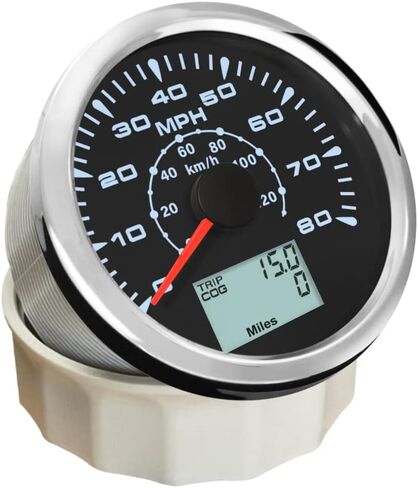 ELING ATV Car Boat GPS Speedometer Velometer 0-35MPH 0-55KM/H Odometer Gauge Kit with ODO Course Tripmeter 85mm 3 3/8" 12V 24V in Kuwait