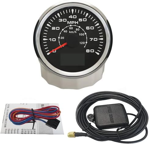 ELING ATV Car Boat GPS Speedometer Velometer 0-35MPH 0-55KM/H Odometer Gauge Kit with ODO Course Tripmeter 85mm 3 3/8" 12V 24V in Kuwait