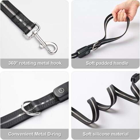 LWBMG Led Dog Leash 9 Lighting Modes Light Up Pet Lead Rechargeable 6ft Lighted Pet Leashes for Night Walking Safety Glow in Dark, Silicone Dog Leashes for Small Medium Large Dogs Walking at Night in Kuwait