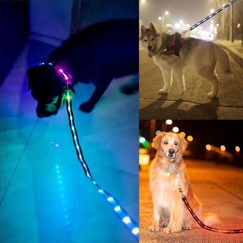 LWBMG Led Dog Leash 9 Lighting Modes Light Up Pet Lead Rechargeable 6ft Lighted Pet Leashes for Night Walking Safety Glow in Dark, Silicone Dog Leashes for Small Medium Large Dogs Walking at Night in Kuwait