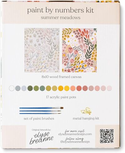 Elyse Breanne Design, Paint by Number Kit on 8x10 Canvas for Adults, Beginners and Experienced, Art Supplies Include 17 Acrylic Paint Pots, 3 Brushes, Metal Hanging Hardware, Waterfall Floral in Kuwait