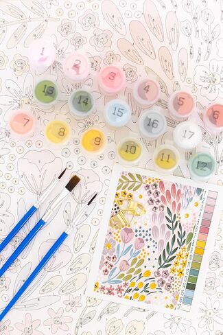 Elyse Breanne Design, Paint by Number Kit on 8x10 Canvas for Adults, Beginners and Experienced, Art Supplies Include 17 Acrylic Paint Pots, 3 Brushes, Metal Hanging Hardware, Waterfall Floral in Kuwait