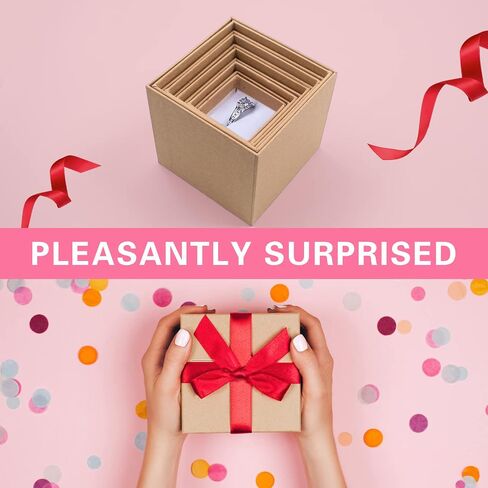 Nesting Gift Boxes Set Prank Gift Boxes Gift Wrap Boxes Surprise Box Small Square Kraft Paper Box Inside Box Gift Set for Christmas Halloween Birthday 10 Cartons No Lids (1.7-3.5 Inch), Brown in Saudi Arabia