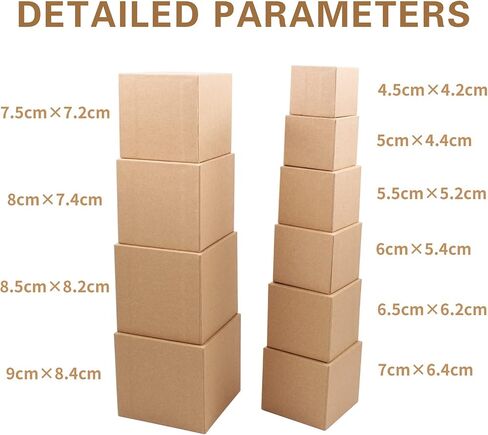 Nesting Gift Boxes Set Prank Gift Boxes Gift Wrap Boxes Surprise Box Small Square Kraft Paper Box Inside Box Gift Set for Christmas Halloween Birthday 10 Cartons No Lids (1.7-3.5 Inch), Brown in Saudi Arabia
