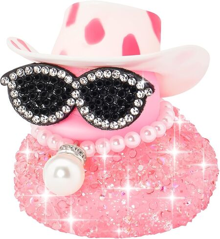 wonuu Pink Diamond Rubber Duck Car Ornaments Dashboard Decorations for Cool car Accessories with Pink Spots White in Kuwait