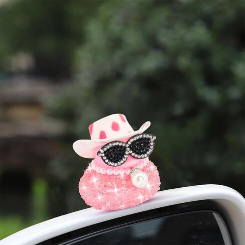 wonuu Pink Diamond Rubber Duck Car Ornaments Dashboard Decorations for Cool car Accessories with Pink Spots White in Kuwait