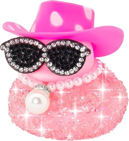 wonuu Pink Diamond Rubber Duck Car Ornaments Dashboard Decorations for Cool car Accessories with Pink Spots White in Kuwait