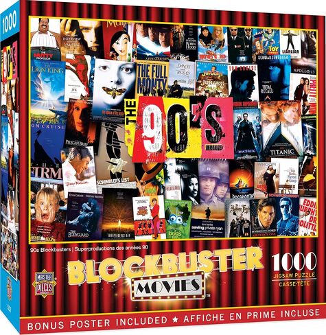MasterPieces 1000 Piece Jigsaw Puzzle for Adults - 90's Blockbusters - 19.25"x26.75" - Bold Team Colors - Age 14+ in Saudi Arabia