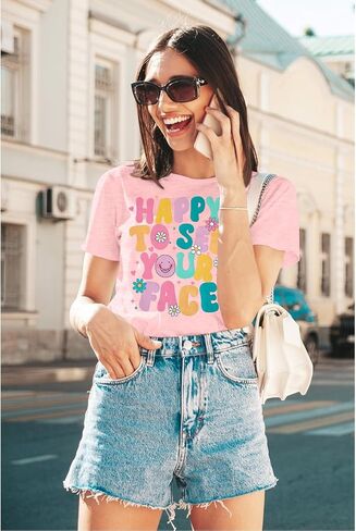 Happy to See Your Face Shirt Teacher Shirts Women Back to School Shirt First Day of School Teacher Life Short Sleeve Tee Tops in Kuwait