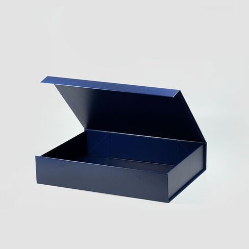 Geoto 13"x10"x2.75" A4 Shallow Size Luxury Rigid Foldable Magnetic Closure Collapsible Gift Packaging Boxes(Navy Blue) in Saudi Arabia