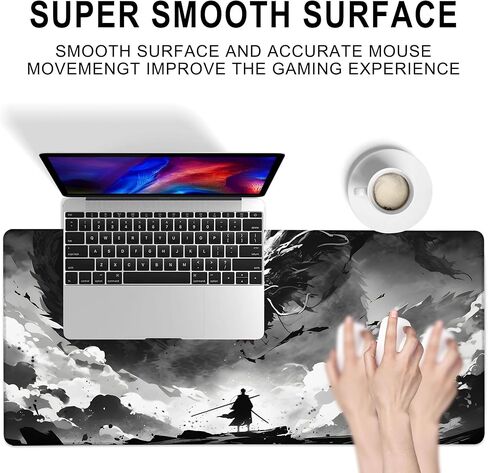 Desk Pad, Abstract Boho Minimalist Line Flowers Large Gaming Mouse Pad,Desk Mat for Keyboard and Mouse with Stitched Edges and Non-Slip Rubber Base for Work Game Office Home 31.5x11.8in in Saudi Arabia