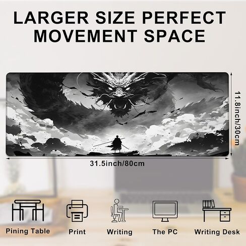 Desk Pad, Abstract Boho Minimalist Line Flowers Large Gaming Mouse Pad,Desk Mat for Keyboard and Mouse with Stitched Edges and Non-Slip Rubber Base for Work Game Office Home 31.5x11.8in in Saudi Arabia