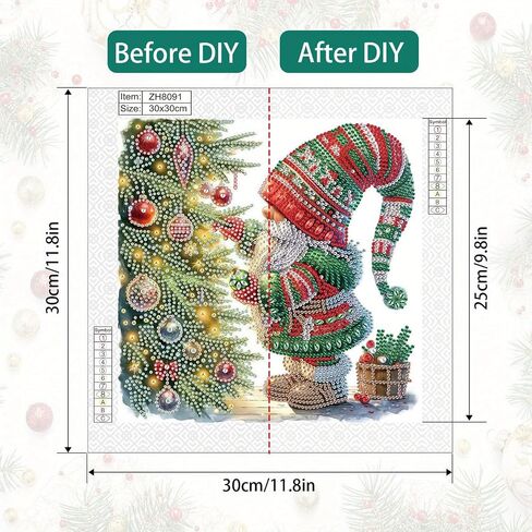 طقم الطلاء الماس Tontut للمبتدئين البالغين ، عيد الميلاد Gnome Old Man 5D Diamond Diy Diy Crystal Rhinestone Crafts for Home Wall Decoration in Kuwait