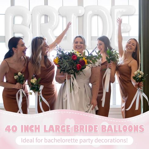 40 inch BRIDE Balloons Bachelorette, White Bride Balloons for Bachelorette Party Decorations, Giant Wedding Foil Balloon Letter Banner for Wedding Engagement Bride To Be Party in Saudi Arabia