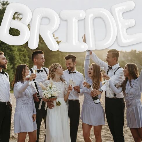 40 inch BRIDE Balloons Bachelorette, White Bride Balloons for Bachelorette Party Decorations, Giant Wedding Foil Balloon Letter Banner for Wedding Engagement Bride To Be Party in Saudi Arabia