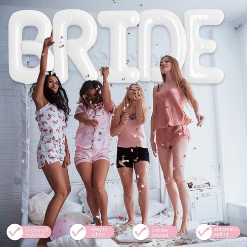 40 inch BRIDE Balloons Bachelorette, White Bride Balloons for Bachelorette Party Decorations, Giant Wedding Foil Balloon Letter Banner for Wedding Engagement Bride To Be Party in Saudi Arabia